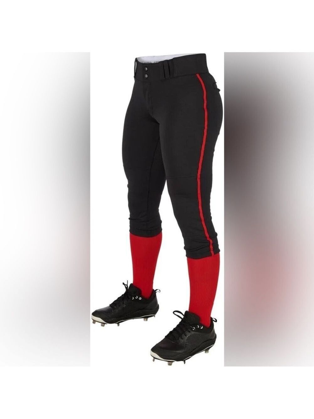 NWT Champro BP11P Tournament Women's Traditional Softball Pant - Black Scarlet S